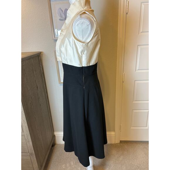 Cavin Klein | Cream/Black Ruffle Collared Fit & Flare Dress | 6 - Picture 7 of 10